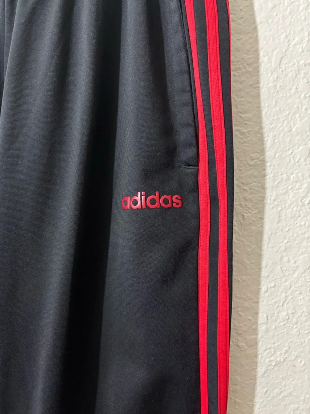 adidas Black Joggers with Red Side Stripes